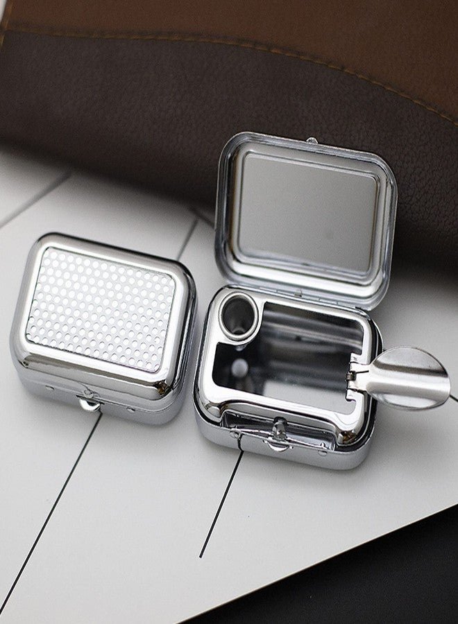 Cansybil Mini Compact Portable Ashtray, Stainless Steel Table-top Ash Tray, Creative Fashion Personality Small Car Ashtrays with Lid for Outdoor Travelling Camping - Image 4